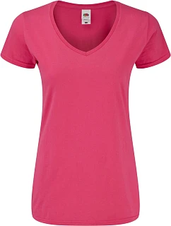 Fruit of the Loom Lady-Fit Iconic 150 V-Neck T Dámské tričko s výstřihem do V 16.1444 fuchsia
