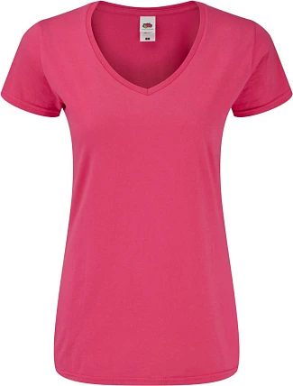 Fruit of the Loom Lady-Fit Iconic 150 V-Neck T Dámské tričko s výstřihem do V 16.1444 fuchsia