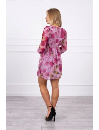 Vzdušné šaty s květinovým motivem tmavě růžové Vzdušné šaty s květinovým motivem tmavě růžové