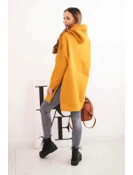 Zateplená mikina s rozparky na bocích musztardová