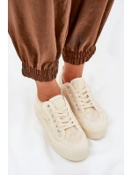 Dámské Krajkové Tenisky Big Star RR274746 Béžové