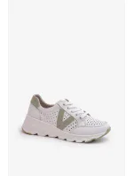 Dámské kožené lehké sportovní boty bílé Eleonori