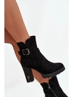 Dámské ocieplené botky na podpatku Selisse – černé