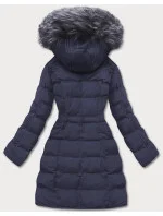 Tmavě modrá dámská zimní bunda s kapucí (m-21603)