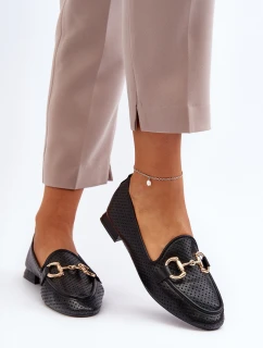 Dámské mokasíny na ploché podrážce s ozdobou černé Iluvana