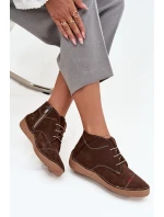 Kožené dámské polobotky s prošitím na zip Artiker 57C2117 hnědé