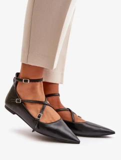 Baleríny Dámské S Špičatými Špičkami A Proplétajícími Se Pásky Černé Violra