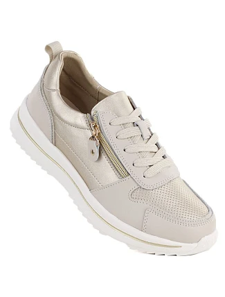 Dámské kožené boty pro zmake béžové a zlaté eVento 9784