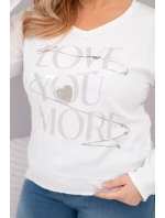 Dámská blůza Plus Size s potiskem Love You More bílá