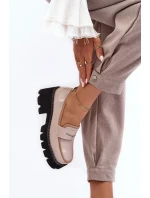 Kožené dámské mokasíny Béžová Kožené dámské mokasíny Béžová