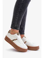 Dámské tenisky na platformě s leopardím vzorem bílé Dravinnia