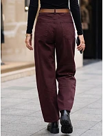 Dámské džíny s vysokým pasem, střih mom fit, s páskem, bordové, FashionStreet UY3121 Dámské džíny s vysokým pasem, střih mom fit, s páskem, bordové, FashionStreet UY3121