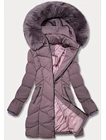 Dámská plus size zimní bunda do půli stehen S'west fialová (B8306-71) Dámská plus size zimní bunda do půli stehen S'west fialová (B8306-71)