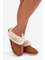 Dámské pantofle s kožíškem – camel Delissa Dámské pantofle s kožíškem – camel Delissa