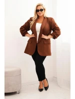 Dámská elegantní plus size sako čokoládová