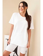 Dámský bavlněný komplet s krátkým rukávem a šortkami žlutý Dámský bavlněný komplet s krátkým rukávem a šortkami žlutý