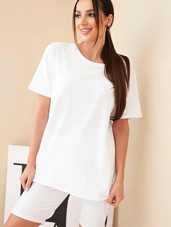 Dámský bavlněný komplet s krátkým rukávem a šortkami žlutý