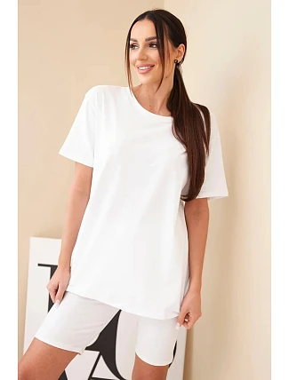 Dámský bavlněný komplet s krátkým rukávem a šortkami žlutý Dámský bavlněný komplet s krátkým rukávem a šortkami žlutý