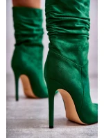 Dámské mačkané kozačky kozačky Zelené Laguna Dámské mačkané kozačky kozačky Zelené Laguna