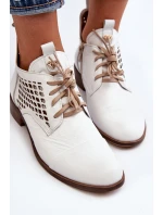 Zazoo 2878 Nízké Kožené Dámské Bílé Botky