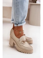 Zazoo 20175 Lakované Polobotky Dámské Na Podpatku Přírodní Kůže Světle Béžové