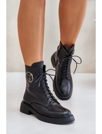 Kožené botky worker s teplou podšívkou na zip černé Elosie