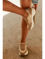 Dámské semišové tenisky na platformě Big Star RR274A345 HI-POLY SYSTEM Tmavě béžové