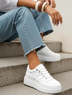 Dámské kožené tenisky ZY1394 bílé - FashionStreet