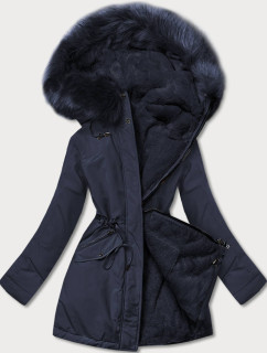 Tmavě modrá teplá dámská oboustranná zimní bunda (W610BIG)