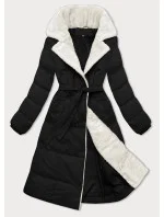 Černý dámský zimní kabát s kožešinovým límcem J Style (16M9168-392) Černý dámský zimní kabát s kožešinovým límcem J Style (16M9168-392)