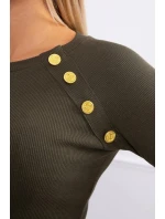 Halenka s ozdobnými knoflíky khaki barvy