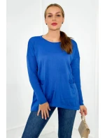 Svetr s předními kapsami chrpově modrá Svetr s předními kapsami chrpově modrá