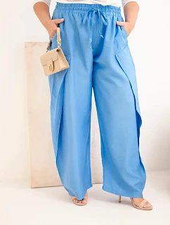 Dámské bavlněné kalhoty Plus Size s gumou v pase džínové