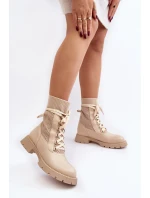 Dámské kozačky se šněrováním a ponožkou světle béžové Gentiana