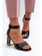 Elegantní černé dámské sandály na podpatku Rosazara Elegantní černé dámské sandály na podpatku Rosazara