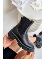 Zateplené nazouvací botky Chelsea z eko kůže Big Star MM274071 Černé