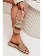 Dámské Plátěné Sandály S Pletením A Dekorací Béžové Artiker 56C1337