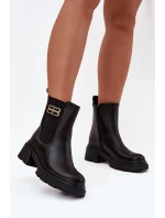 Dámské kotníkové boty se zlatým detailem zateplené černé Serene