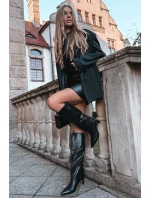 Dámské kozačky na špičku s prošíváním černé Olyvia