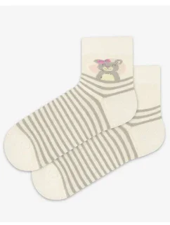 TENKÉ PONOŽKY BARVA 6-11 LET DÍVKY OFF WHITE 30-32