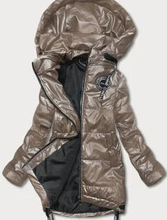 Dámská bunda v kakaové barvě s odepínací kapucí (B8086-12)