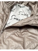 Cienka kurtka damska z dzianinowymi ściągaczami Goodlookin beżowa (B8575-12)