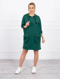 Šaty s kapucí tmavě zelené