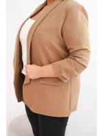 Dámská bunda Plus Size bez zapínání s podšívkou XL/2XL camelová Dámská bunda Plus Size bez zapínání s podšívkou XL/2XL camelová