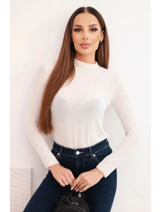 Dámská blůza z kašmíru s rolákem a dlouhým rukávem světlá béžová