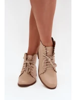 Kožené Boty Na Plochém Podpatku Béžové Zazoo 2964