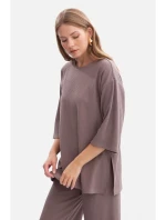 B301 Žebrovaný pletený top - kakao