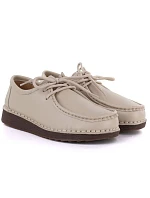 Dámské kožené mokasíny se šněrováním béžové Artiker 58C1519 Dámské kožené mokasíny se šněrováním béžové Artiker 58C1519
