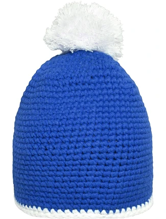 Daiber MB 7964 Háčkovaná čepice s kontrast. lemem a bambulí 03.7964 blue/white Daiber MB 7964 Háčkovaná čepice s kontrast. lemem a bambulí 03.7964 blue/white