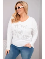 Dámská blůza Plus Size s potiskem Love You More bílá